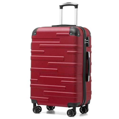 COOLIFE Hard Shell Suitcase with TSA Lock and 4 Spinner Wheels Lightweight Durable (Spinel red, M(67cm 60L)) Spinel Red 67 cm