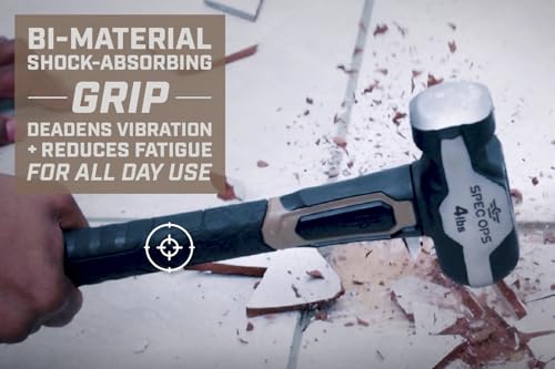Image of Spec Ops Tools Drilling /Crack Hammer for Striking & Demolition, Bi-Material Shock-Absorbing and Vibration Dampening Handle, 2 lbs
