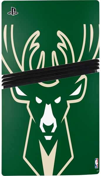 Skinit Decal Gaming Skin Compatible with PS5 Pro Console - Officially Licensed NBA Milwaukee Bucks Large Logo Design