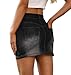 RUBZOOF Women's Low Rise Bodycon Mini Washed Denim Skirt Casual Stretch Y2K Classic Cute Skirts with Pockets Black L