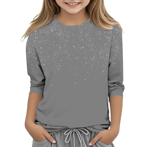 Kids Girls 3/4 Sleeve Shirt Summer Trendy Basic Tunic Tops Loose Crewneck Blouse Tees 2025 Casual Cute Tee Shirts - Main Image