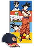 MARUKATSU Dragon Ball Pack Playa Niño Toalla 140x70 cm + Gorra Ajustable – Set Verano Infantil Piscina Playa Vacaciones Regalo Niños Anime