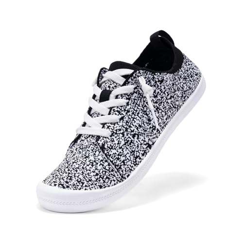 Image of Women's Barefoot Slip-On Sneakers, Slightly Roomy Toe Box, Arch Support Breathable Mesh Walking Loafers with No-Tie Elastic Laces, Non-Slip for All-Day Wear | Size Up Half Size for Wide Feet & High Instep