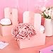Whaline Mother's Day Light Pink Kraft Flower Gift Bags 20 Pcs Drink Carriers with Handle to 2 Cup Floral Wrap Packing Box Paper Holder Baskets for DIY Crafts Wedding Valentine's Day Birthday Party