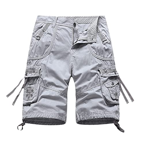 Bermuda décontracté et short cargo en coton homme gris 1 FULBHPRINT