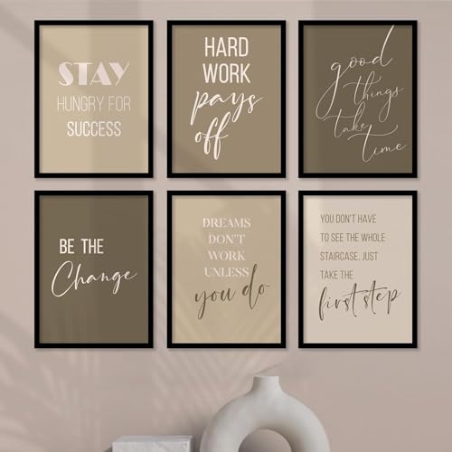 Image of kotart Engineered Wood - Quotes Frames for Wall Decor - Motivational Rectangular Photo Frame for Wall Decoration - Quotes Wall Poster with Frame for Room and Office - Set of 6 Black (Art 10, 19x25)
