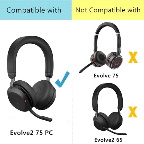 Almohadillas de repuesto Evolve2 75 para Jabra Evolve2 75 - Kit de espuma para micrófono | Almohadillas con cuero proteico suave y espuma viscoelástica de alta densidad, negro miniatura 2