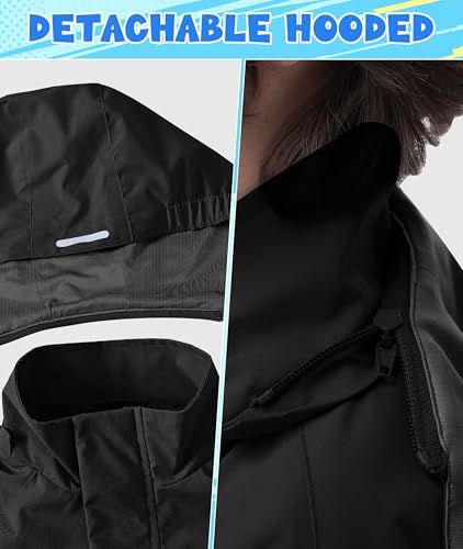 Image of Boys Rain Jacket Kids Lightweight Rain Jackets Waterproof Hooded Windbreaker Outdoor Coats for Boys Girls