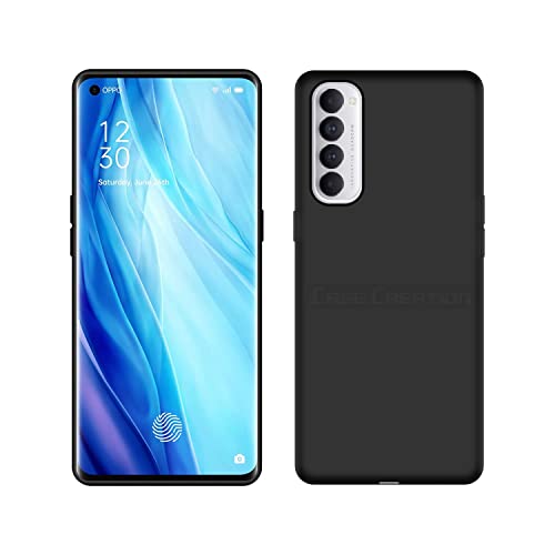 Image of Case Creation Compatible with Oppo Reno 4 Pro 2021 Back case, Oppo Reno 4 Pro Slim Flexible Smart Look case with 360 Camera All Angle Protection (Pure Black)