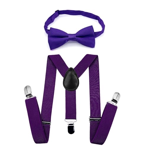 JZK Kinder-Fliege und Hosenträger-Set für Jungen unter 135 cm,...