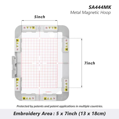 Image of Sew Tech Magnetic Embroidery Hoop for Brother PE900 PE800 SE1900 SE2000 PE770 PE780D PE750D PE700 NS1250E NS2750D NS2850D Innovis 1250 1200 Babylock Bloom Accord Ellure Ellure Plus (5 inchx7 inch, SA444MK)