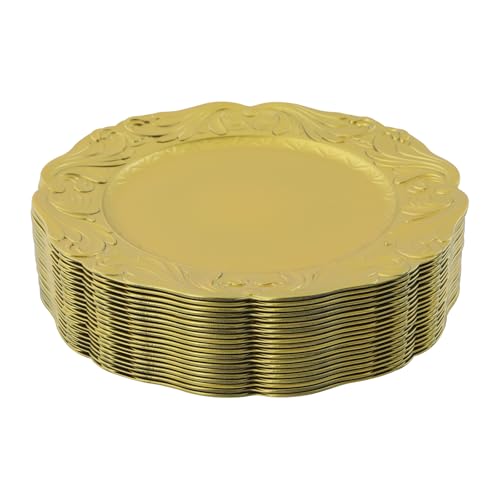 100 Platos Dorados Reutilizables de Plástico 12.8 in miniatura 4