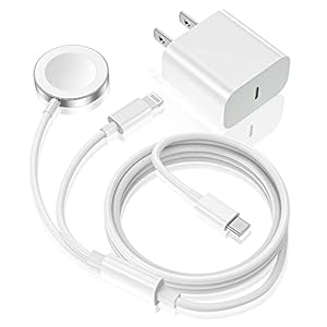Apple Watch Charger,Upgraded 2-in-1 USB C Fast iPhone Watch Charger [Apple MFi Certified] 6FT Magnetic Charging Cable with 15W Wall Charger Block for Apple Watch Series SE/9/8/7/6/5/4/3/2/1&iPhone 14