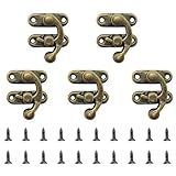 5 Stück Antiker Kistenverschluss – Vintage Schnell-Verschluss Rechte Riegelhaken 42×37 mm mit Schrauben, Verriegelung aus Metall in Bronze für Boxen, Schränkchen & Deko-Kisten