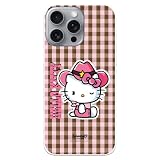 LA CASA DE LAS CARCASAS Custodia Ufficiale Hello Kitty per iPhone - Cover Silicone Licenza Sanrio - Design Cowkitty Quadretti Compatibile iPhone 11 12 13 14 15 16 16e 17 17 Pro Max