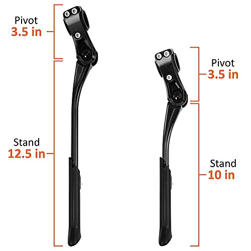 Image of BV Rear Bike Stand for 24 inch-28 inch Bikes - Adjustable Bike Kickstand for Adult Bike with 8 Height Levels, Non-Slip Foot & Clamp Grip (Black, Capacity 55 lbs, Single Mount) (Pack of 2)