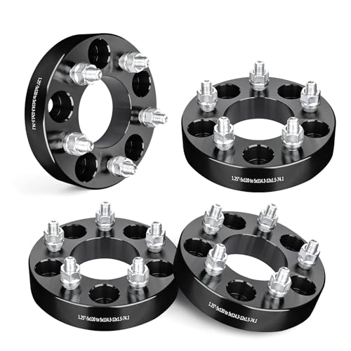 EVIL ENERGY 5x4.75 to 5x4.5 Wheel Adapters 1.25 inch Compatible with Chevy 2010-2024 Camaro 5x120mm to 5x114.3mm 5 Lugs 74.1 mm Hub Bore M12x1.5 Studs Black Not Hubcentric