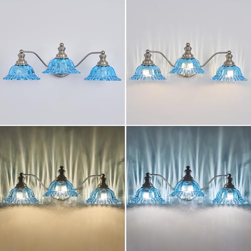 Image of XIEDUN Brushed Nickel 3 Light Vanity Light Vintage Bathroom Vanity Light Fixture
