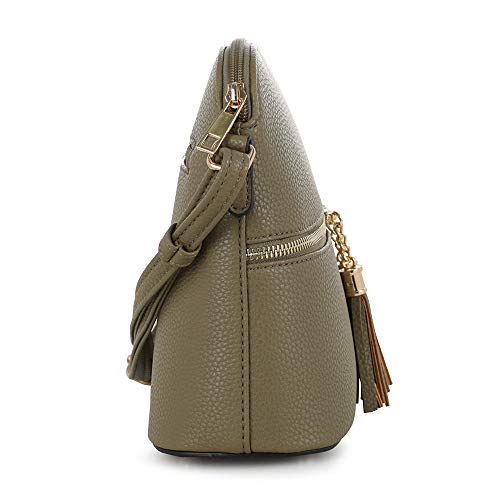 Image of SG SUGU Lunar Lightweight Medium Dome Crossbody Bag Shoulder Bag with Tassel | Zipper Pocket | Adjustable Strap