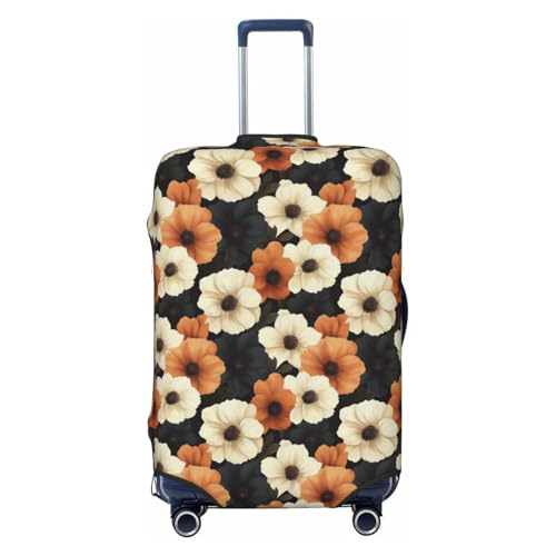 White And Beige Flowers Elastic Travel Luggage Covers Dustproof Scratch-Resistant Suitcase Protector Fit 22-24 Inch