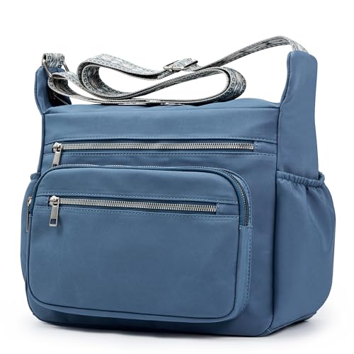 Fancy Forest Crossbody Purse for Women,Roomy Nylon Tote, Secure Zipper Work/Daily Bag, Lightweight Waterproof with 9 Pockets