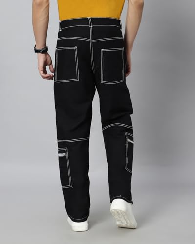 Image of Men's Cotton Adjustable Waistband Slim Fit Comfortable and Stylish Athletic Jeans