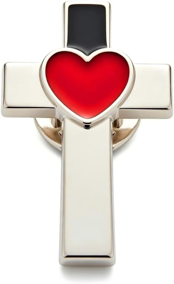 Bulk 50 Pack Deluxe Chrome Cross With Heart Accent Lapel Pins - Perfect Christian Fashion Accessory Or Decorative Jewelry Item For Men And Women - Each Pin Individually Packaged