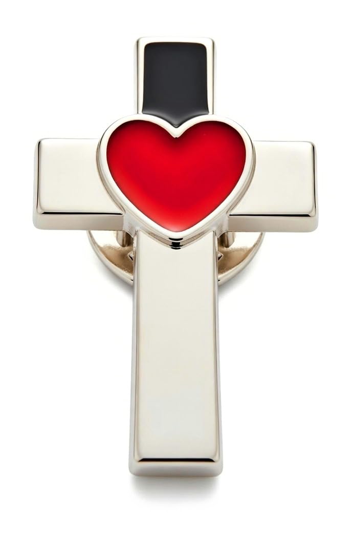 Bulk 50 Pack Deluxe Chrome Cross With Heart Accent Lapel Pins - Perfect Christian Fashion Accessory Or Decorative Jewelry Item For Men And Women - Each Pin Individually Packaged