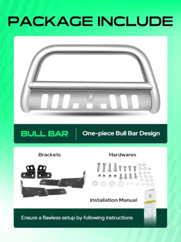 Image of YHTAUTO 3 inch Bull Bar Push Bar with Skid Plate Light Mount Fit Nissan Models, Titan 2017-2024 V8 5.6L, S /S 304 Brush Guard for Truck Front Bumper Off Road Accessories