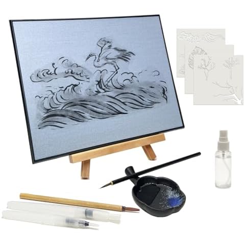 AOVOA Zen Meditation Board, Painting with Water for Relaxing, Mindfulness & Meditation Practice, Zen Meditation Gifts with Brushes and Stenciles Cover
