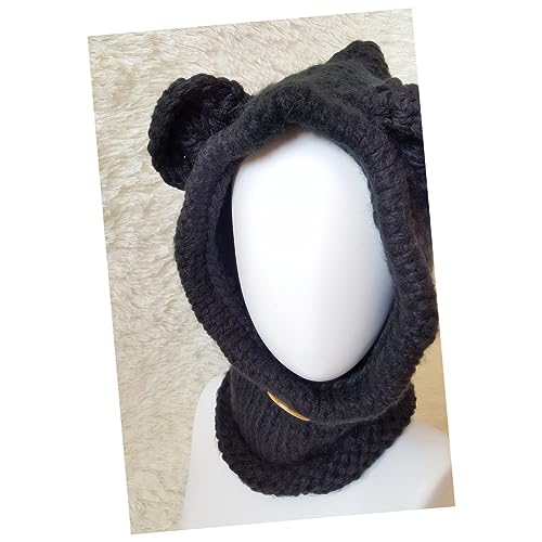BESTYASH Cute Unicorn Design Knitted Cape Hat Boys and Girls Winter Beanies Handmade Bear Hat Scarf Knitted Beanie for Boy Girl Black4