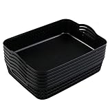 Dehouse 6-Pack Large Plastic Shallow Storage Basket Tray, Black StorageTrays for Shelves