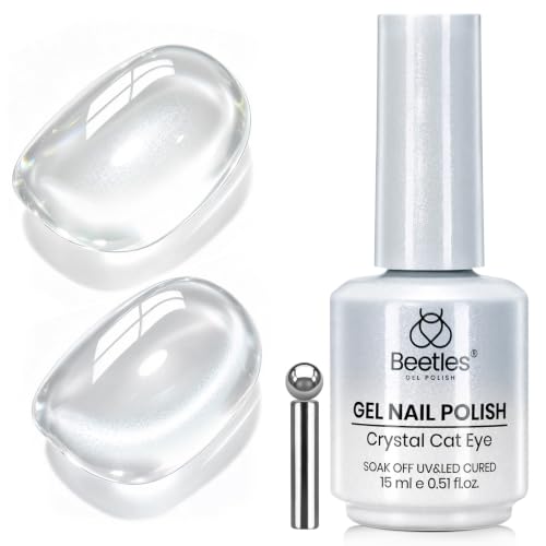 Beetles Silver Cat Eye Gel Nail Polish, Diamond Dust 15ml Magnetic Gel