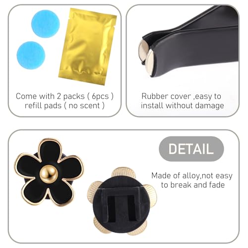Image of Flower Car Air Freshener Vent Clips, 8 PCS Cute Daisy Flower Car Accessories for Women, Alloy Air Vent Clips with Fragrance Pads Decorations Interior Aesthetic (Black, White) (black, white, 1)