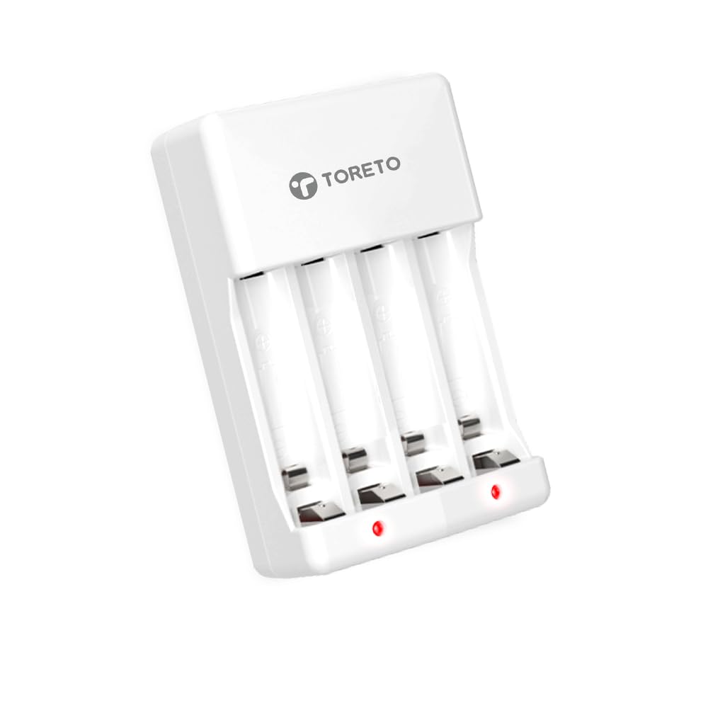 Toreto Powerpod AA/AAA Battery Charger for Ni-MH/Ni-Cd Rechargeable Batteries, Charges 2 or 4 Cells, Smart Charge Control, Dual LED Indicators, Indian Plug, 220V AC Input (White)-image-19