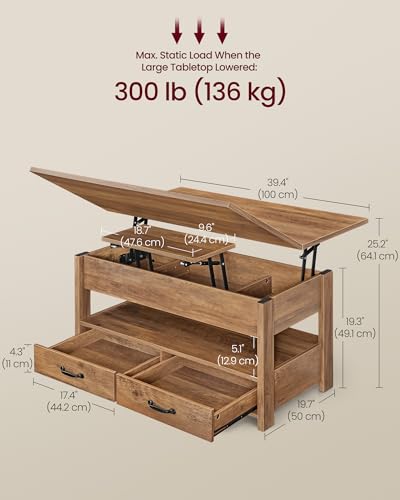 VASAGLE 3-in-1 Lift Top Coffee Table