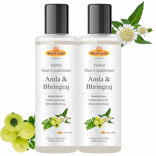 Image of Khadi 100% Natural Amla & Bhringraj Hair Conditioner | for Healthy Hair | Paraben & Silicone-Free | Suitable for All Hair Types (400ml. Pack of 2.)