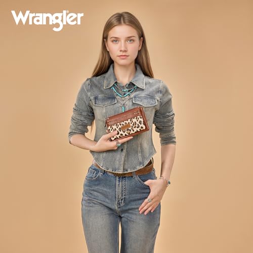 Montana West X Wrangler Brown Wallet Women Double Zipper Pocket Wallet with Rfid Blocking Large Phone Western Women's Wallets Card Cases & Money Organizers — view 2