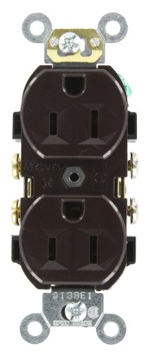 Leviton 15-Amp 125-Volt Narrow Body Duplex Receptacle Straight Blade Commercial Grade Self Grounding Side Wired CR15 Brown