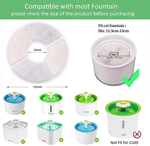 VISCAL Pet water fountain filters Replacement 12 Pack Cat Water Fountain Filter with Resin and Active Carbon for Pet Automatic Flower Water Dispenser Drinking Fountain