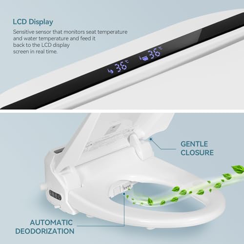 YOURLITE Bidet Toilet Seat, Elongated Toilet Seat Warm Water, Heated Seat Bidet with Remote Control,Self-cleaning Nozzle Temperature Adjustable LED Light, Need Electricity, White