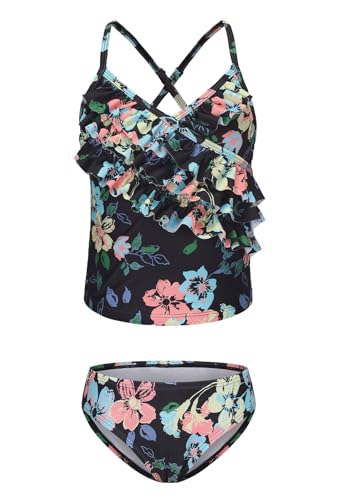 Image of Girls Tankini Swimsuits Two Piece Bathing Suit Hawaiian Ruffle Swimwear Set for Kids Girls 3-16 Years
