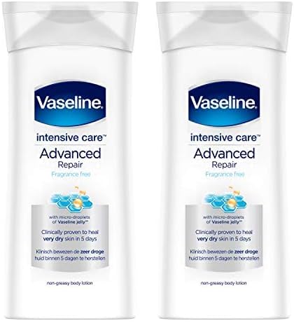 Vaseline Locion Corporal Advanced Repair no Tiene Fragancia, 400 Mililitros (Paquete de 2)