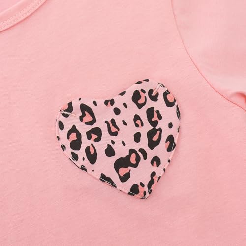 Image of Noomelfish Girls Short Sleeve Heart Pocket T-Shirts Casual Cotton Tee Tops Blouse (5-12 Years)