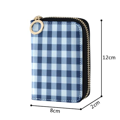 Women's Blue Buffalo Plaid Credit Card Holder Wallet Leather Zipper Card Case for Ladies Girls 203009332