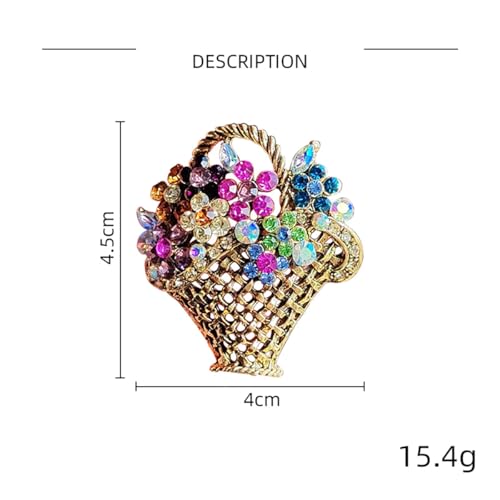 Image of Rhinestone Flower Basket Brooch for Women Colorful Crystal Flower Basket Brooch Pin Dainty Crystal Flower Brooch Pin Elegant Clothing Hat Bag Accessories