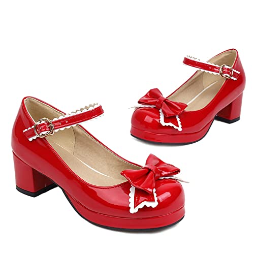 LYYSKY Womens Fashion 5.5CM Block Heels Round Toe Single Shoes Concise Ankle Strap Buckle Mary Jane Shoes Office Lady Platform Pumps2