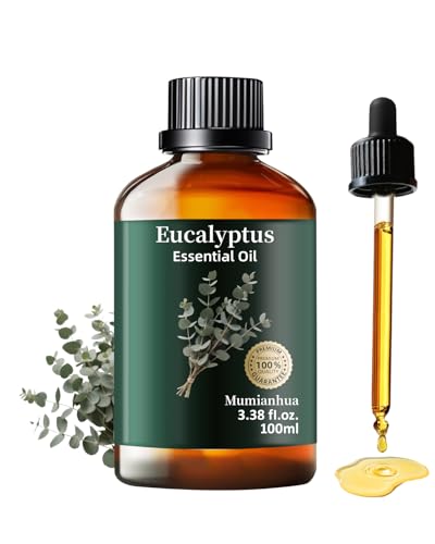 Aceite Esencial de Eucalipto Puro, Mumianhua Aceite de Eucalipto Natural para Difusores, cuidado facial, piel, Aromaterapia, Cabello, Masaje Corporal y Escalpino, Sprays y Elaboración de Velas - 100ml