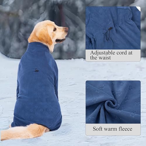 Cyponpy Prägung Hundemantel Fleece Hundepullover Mit Beinen Winterjacke Warm Hundepyjama Hundebademantel Grosse Mittelgroße Hunde Wintermantel Hundejacke Hundepulli