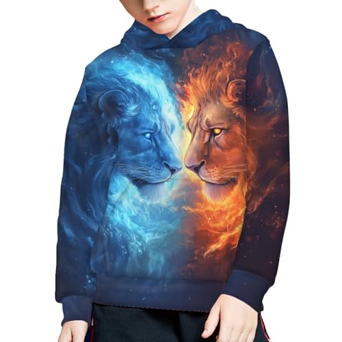 Image of WELLFLYHOM Boys Hooded Sweatshirts Hoodie Pullover Cool Graphic Crewneck Blouses Size 6-16